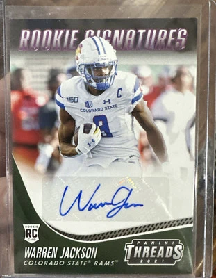 2021 Panini Chronicles Threads Draft Picks WARREN JACKSON PINK AUTO RC #TS-WJS - Image 1 of 2