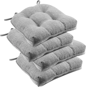 Indoor Chair Cushions for Dining Chairs, Tufted Overstuffed Textured Memory Foam - Picture 1 of 7