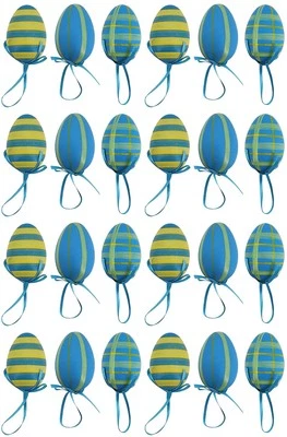 Paquete de 24 huevos de Pascua de diseñador decorativo de 2,25 pulgadas azul moda árbol colgante Foto 1 de 4