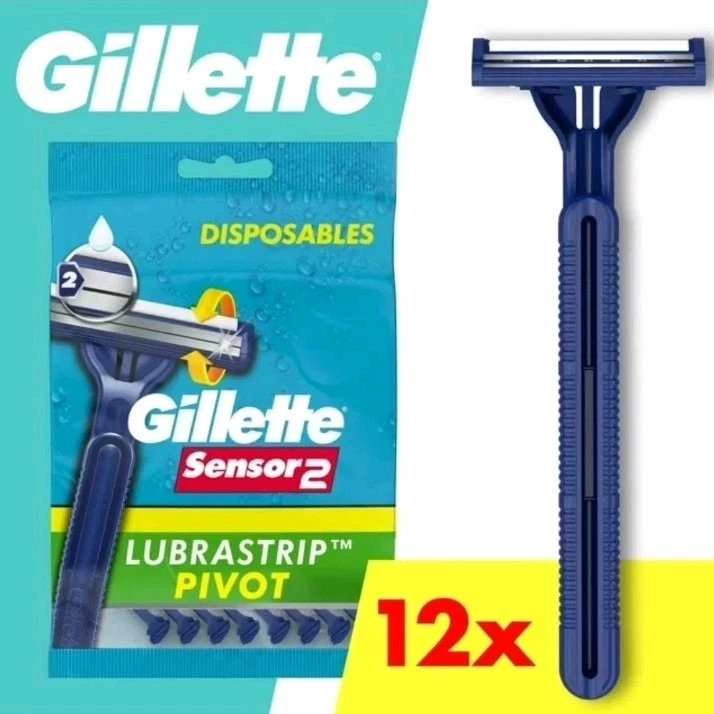 Gillette Sensor 2 cabezal pivotante + maquinillas de afeitar desechables para hombre Lubrastrip - 12 unidades Foto 1 de 1