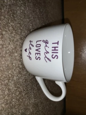 Taza de café Opal House This Girl Loves Sleep taza de porcelana 12 oz escritura púrpura Foto 1 de 2