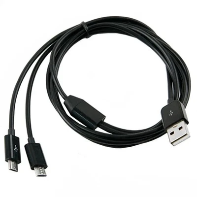 USB 2.0 A to Dual Micro 5Pin Data Charging Cable Y Splitter | Male to Male 1m - Image 1 of 4