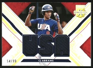 2019 Elite Extra Edition USA Materials Gold #5 CJ Abrams Jersey /99 - Picture 1 of 2