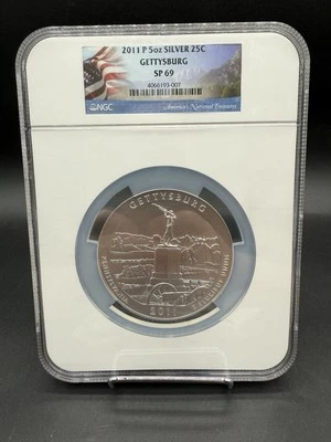 2011-P 5 oz Silver ATB Gettysburg NGC Graded SP69 America The Beautiful Nice - Image 1 of 4