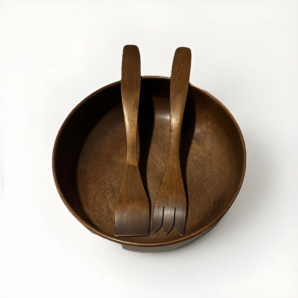 Woodbury's of Shelburne hecho a mano 10” ensaladera cuchara/tenedor hecho en Vermont Foto 1 de 4