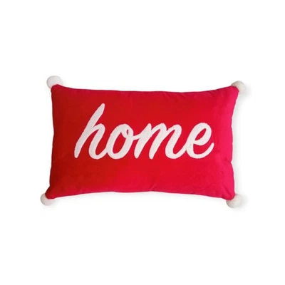 elegant decorative throw pillow home design tufted on velvet with pom pom - Image 1 of 4