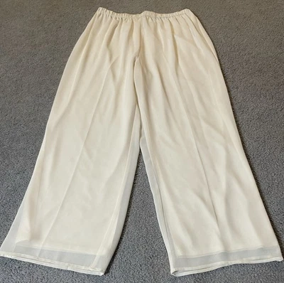 Pantalones de Gasa Roaman Años 90 Pierna Ancha Mujer 16W Crema Pull On Forrados Carrera Fiesta Foto 1 de 4