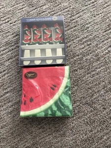 Vintage Wassermelonenstreuer 4 rostfreie Klinge Box Obst Sommer & passende Servietten - Bild 1 von 1
