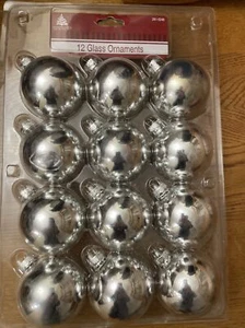 12 Silber Glas Ornament Set - Bild 1 von 2