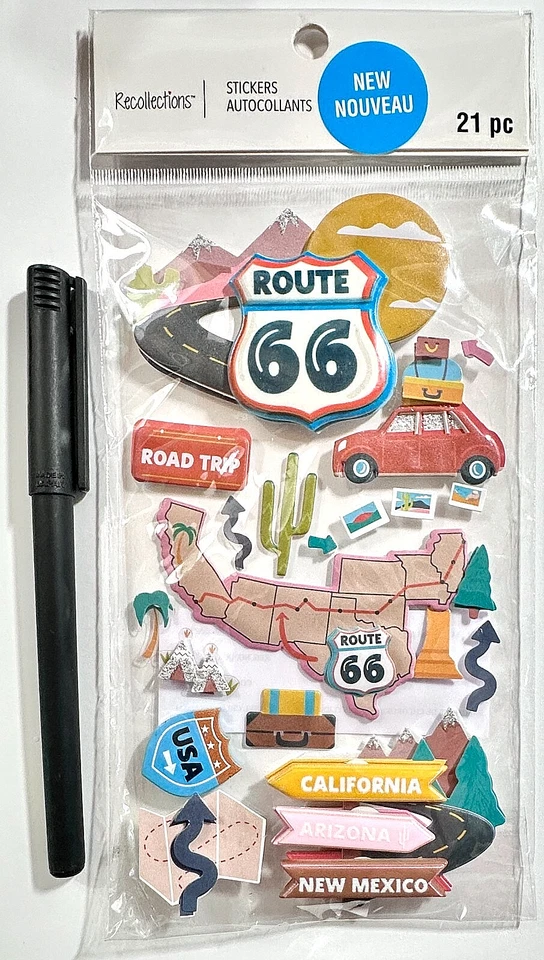 Route 66 Travel Stickers Card Making Scrapbooking Recollections - Image 1 of 1