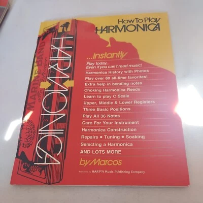 Vintage 1985, "How To Play The Harmonica..Instantly" By Marcos, HARP'N Music  - Image 1 of 4