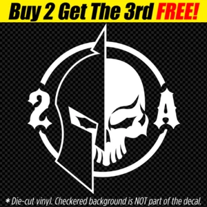 2A SPARTAN SKULL Decal Sticker USA Patriot Pro Gun Rights AR15 9mm Molon Labe - Picture 1 of 4