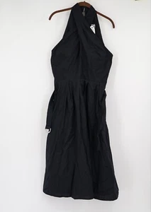 NWT Scoop Women's Halter Neck Keyhole Midi Dress - Medium (8-10) Solid Black - Picture 1 of 9
