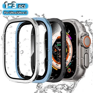 For Apple Watch Ultra 2 49mm 9H Tempered Glass Protector w/ Titanium Alloy Frame - Picture 1 of 25