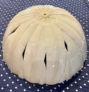 80s-Era DECO REVIVAL BANANA LEAF Shade IVORY CERAMIC XL 16” EUC Stunning - Picture 1 of 10