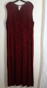 Coldwater Creek Sz 2X Gorgeous Red Slinky Brocade Travel Knit 55" Long Dress - Picture 1 of 9