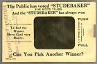[Studebaker]  Election Themed Lenticular Motion Novelty Card   Waco, TX   c.1912