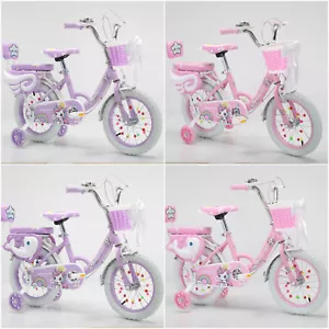 12/14/16inch Kids Bike Children Girls Pink Purple Bicycle Cycling Removable - Picture 1 of 9