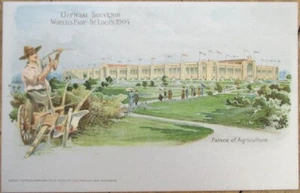 Postal de la Feria Mundial de San Luis 1904, palacio de agricultura, litografía expo color plateado - Imagen 1 de 1