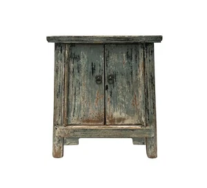 16.25" Distressed Blue Gray 2 Doors End Table Nightstand Chest ws4604S - Picture 1 of 9