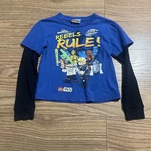LEGO Star Wars Boy's Long Sleeve Blue T-Shirt "REBELS RULE" Size 5/6 - Picture 1 of 4