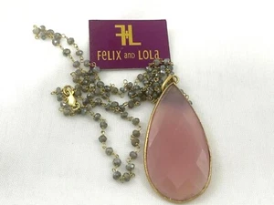 Felix & Lola by Rivka Friedman Labradorit & rosa Quarz Halskette - Bild 1 von 8