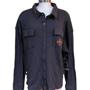 Iowa State Cyclones Women’s Shacket Jacket Thermal Waffle Weave Gray Medium New - Picture 1 of 8