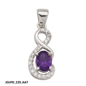 925 Sterling Silber Amethyst, Granat, Rauchquarz Edelstein Charm Anhänger - Bild 1 von 6