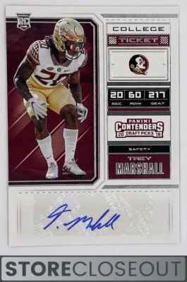 2018 Contenders Draft #252 Trey Marshall Rookie Autograph Denver Broncos - Image 1 of 2