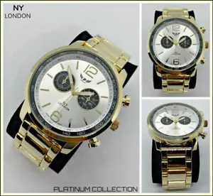 Men's CLASSY ELEGANT DIVER Round Gold LUXURY Designer Fashion WRIST WATCH 48mm - Picture 1 of 8