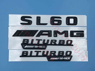Pegatina emblema número negro brillante " SL60 AMG BITURBO ///AMG " para Mercedes-Benz Foto 1 de 4
