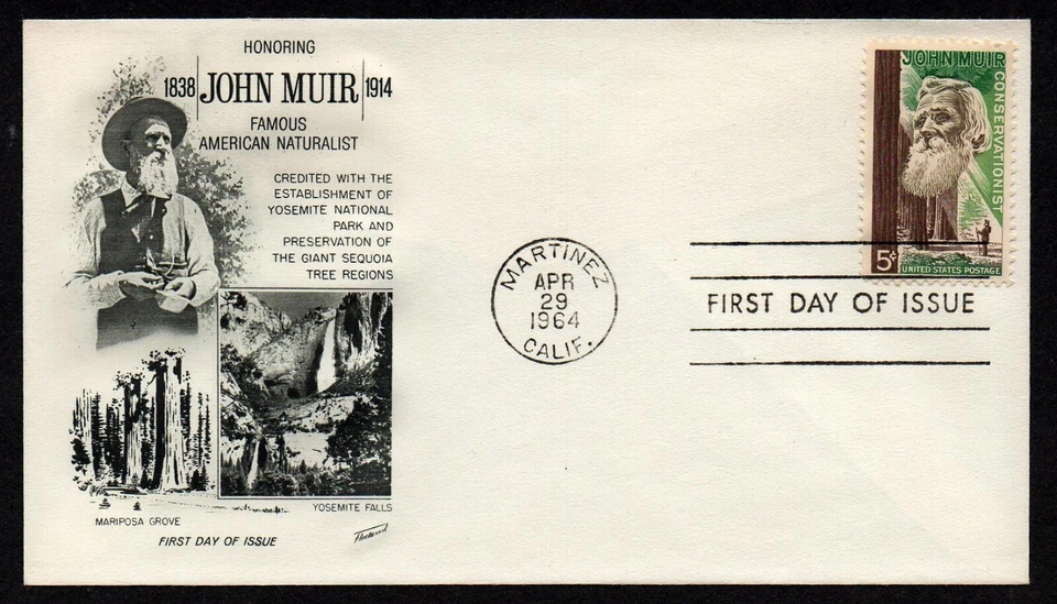 USA, SCOTT # 1245, FLEETWOOD FDC COVER - AMERICAN NATURALIST JOHN MUIR YEAR 1964 - Image 1 of 1