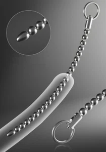 Acero Inoxidable Cuentas Largas Pene Enchufe Uretral Dilatador Sonidos Caté Barra de Choque - Imagen 1 de 12