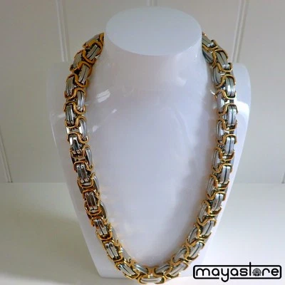 XXL BYZANTINER KÖNIGSKETTE 65CM / Φ14MM KETTE EDELSTAHL GOLD SILBER HALSKETTE  - Bild 1 von 2