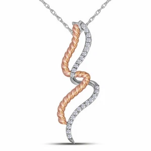 10kt Two-tone Gold Womens Round Diamond Fashion Pendant 1/10 Cttw - Picture 1 of 1