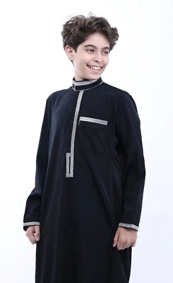 Boys Kids Saudi Thobe Robe Dishdasha Kaftan Islamic Arabian Long Dress - Image 1 of 4