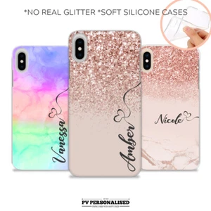 PERSONALISIERTE NAMEN INITIALEN SILIKON HANDY HÜLLE ABDECKUNG FÜR IPHONE XR 6 7 8 PLUS - Bild 1 von 25