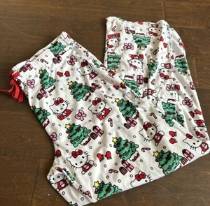 NEU Sanrio Hello Kitty Damen Weihnachtsbäume Geschenke Pyjamahose Größe L - Bild 1 von 2