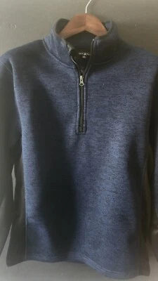 NWT Beverly Hills Polo Club Blue and Black Half Zip Sweater with Elbow Accents - Image 1 of 4