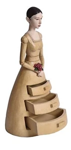 Frauenfigur Schmuckkasten Biedermeier Dame Schmuckschatulle Antik Schmuckkommode - Bild 1 von 8