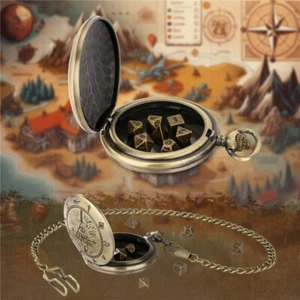Estuche para Reloj de Bolsillo Steampunk con Cadena Colgante de Dados para Juegos Dragón de Metal 7 Piezas - Imagen 1 de 14