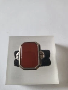 Jugendstil 835er Silber Herrenring Achat Antikschmuck - Bild 1 von 7
