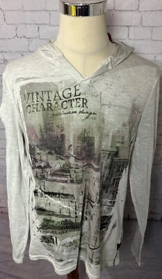 JCP Jeans By Buffalo Hooded Long Sleeve Graphic Print Men's T Shirt Size M NWT - Image 1 of 4