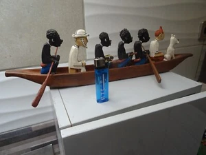 PIROGUE TINTIN FIGURINE EN BOIS DE 47 CM - Picture 1 of 3