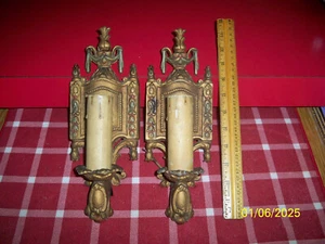 Pair antique candle wall sconces as found - Picture 1 of 4