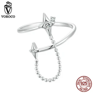 Anillo de apertura VOROCO Moda Plata de Ley 925 Luz de Estrellas para Mujer Joyería de Regalo - Imagen 1 de 15