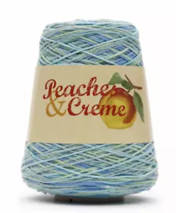 Peaches & Creme Cotton Yarn, 14 Oz. Cone, Ocean Stripes - Blue Green - Picture 1 of 1