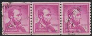 USA 1954-80 SC# 1058 - Abraham Lincoln - Strip of 3 stamps - Used Lot # 154 - Picture 1 of 2