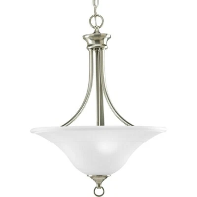 Progress Lighting Trinity Brushed Nickel Single Etched Glass Bowl Pendant Light - Image 1 of 3