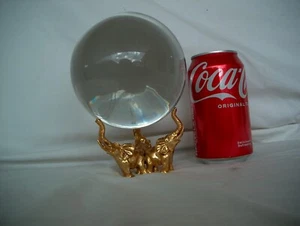 CRYSTAL BALL W/ELEPHANT STAND 5 1/2 POUNDS - Picture 1 of 11
